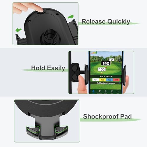 10L0L Golf Cart Phone Holder Mount - Universal Fit for Club Car DS, Yamaha, EZGO TXT RXV (0.75"-1.25" Square Tube), 360° Rotation, Secure Phone Caddy for iPhone & Android, Golf Accessories