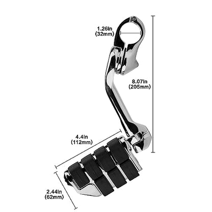 Motorcycle 1.25" Long Angled Highway Footpegs Adjustable Foot pegs Footrests with Clamps Mounts kit Compatible with Harley Touring Sportster Softail Road Glide with 1 1/4 inch Engine Guard
