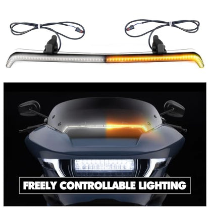 Trim Lights Center LED Windshield Turn Signal Light Compatible for 2023 2024 FLTRXSE 2024 FLTRX/FLTRXSTSE, LED Windscreen Light(Center Light)