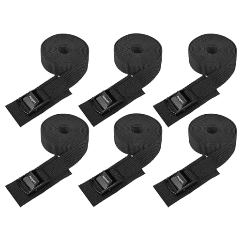 Ayaport Lashing Strap Tie Down Straps with Adjustable Cam Buckle Nylon Cinch Strap for Packing Cargo, Bike, Luggage Black 6 Pcs (Black, 1'' x 8') - size: 1'' x 8'