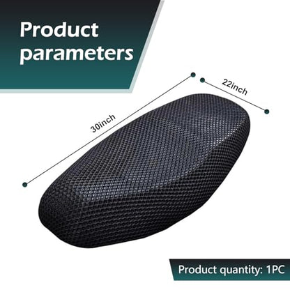 Motorcycle Seat Cover, Anti-Slip Cushion, Insulated and Breathable Honeycomb Mesh, 21.6x29.5In Moped Seat Cover (Black) - color: Black #M