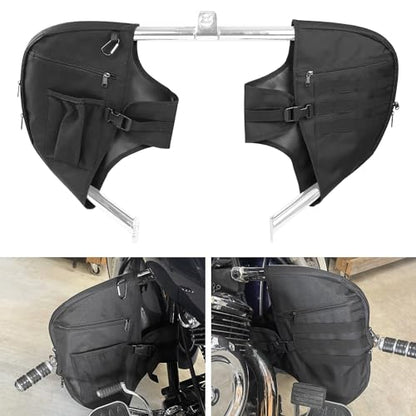 AUFER Motorcycle Highway Crash Bar Cover Soft Lowers Chaps Leg Warmer Bag With Storage Bag Compatible With For Harley Touring Street Glide Road King Road Glide Electra Glide Trike Models 1980-2024 - size: Engine Guard Cover