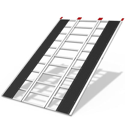 85" x 54" Aluminum Foldable Ramp, Snowmobile Loading Ramp with Wide Glides, Loading Ramps, 1500 LBS Capacity Loading Ramps with Straps for ATV/Motorcycle/Trailer - size: 1500 lbs - 85" L