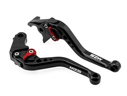MZS Black Motorcycle Brake Clutch Levers Short Adjustable CNC Compatible With EX650 ER-6F ER-6N 06-08 / KLE650 / GPZ500S EX500 90-09 / W800 W800SE 12-16 / Z750S / ZX-6 90-99 / ZX9R 98-99