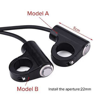 Motorcycle Handlebar Mount Button Switch 7/8" 22mm Motorcycle Push Start Button Horn Button Headlight Brake Fog Lights ON/Off Button with Blue Light Blue Ray Version(B)
