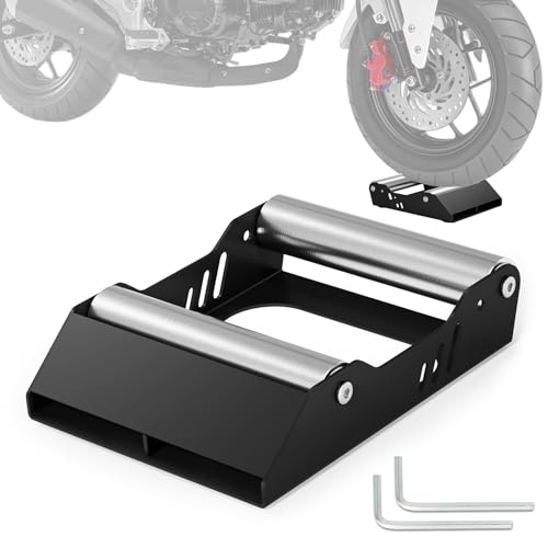 Motorcycle Wheel Cleaning Stand Universal Wheel Roller Stand for Tire Cleaning & Chain Lubrication Heavy Duty Paddock Stand for Street Bike (Motorcycle < 700 LB & Tire Width <260 mm) Black - color: black