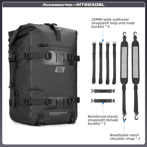 Waterproof Motorcycle Tail Bag 30L Motorbike Rear Rack Storage Bag Saddle Pannier for Touring Adventure Commuting Black - size: 30L
