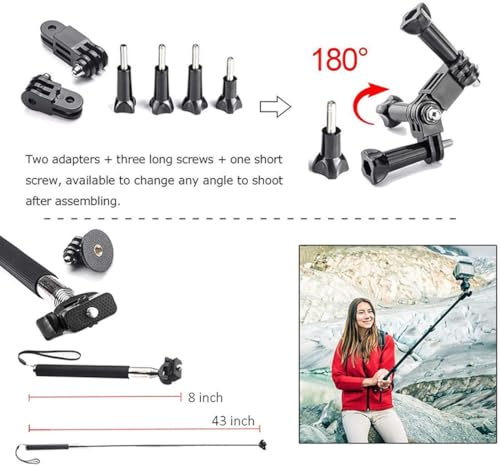 Reflex Camera 19-in-1 Action Camera Accessories Kit Compatible with GoPro Hero 13, 9-12, DJI Osmo Action 2, 3, 4, Pro 5, Insta360 Ace Pro/Ace Pro 2 and Other Sports Cameras & Durable Case - size: 19-in-1-Kit