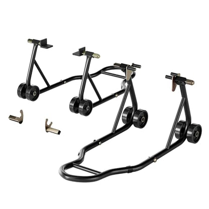 SPECSTAR Universal Motorcycle Stands, 882 Lbs Capacity Front Rear Wheels Lift Combo with U+L Adjustable Swingarm Spool, Heavy Duty Paddock Stands fit for BMW, Suzuki, Yamaha, Honda, Kawasaki, Black - size: 882 Lbs