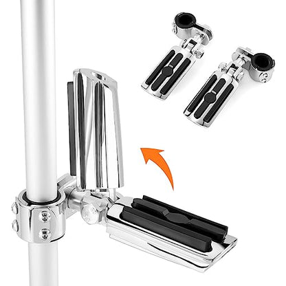 Highway FootPegs Fit for Motorcycle 1 inch to 1 1/3 inch with Engine Guard, Highway Footrest for Harley Indian Yamaha Honda Suzuki (Silver) - color: Silver
