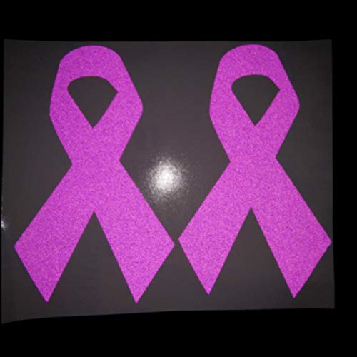 CUSHYSTORE Pancreatic Stomach Ribbon Cancer Awareness Leiomyosarcoma Testicuclar Cystic Fibrosis Support Caregiver's Month Reflective Decal Sticker for Helmet Car Laptop 3x5 cm (Purple), 6 Pack - color: Purple