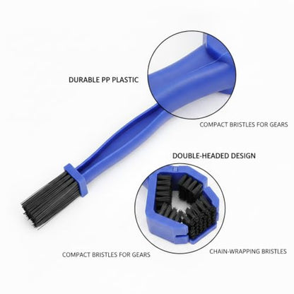 Double-Headed Bicycle Chain Brush for Bike & Motorcycle Cleaning, Durable PP Plastic Tool - color: Blue