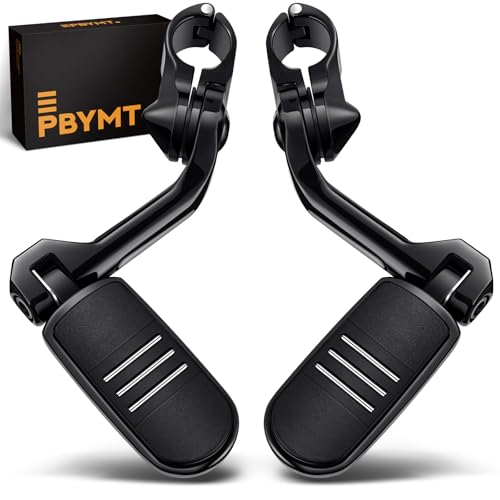 PBYMT Highway Pegs Long Angled 304 Stainless Steel, Highway Footpegs Footrest Fit For 1''&1.25''(25/32mm) Crash Bars Compatible with Harley Davidson Touring Black - color: BLACK, size: LONG
