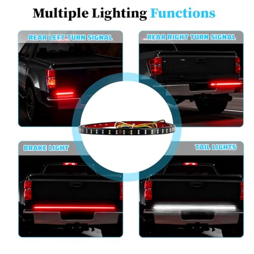 59" Truck Tailgate Light Strip, 180 LED 4 Function Vihicle Brake Running Turn Signal Light Rear Lighting Bar, Pickup Tail Strip Reverse Lamp, Universal for Trailer Truck Cargo Pickup - size: Double 1.5M