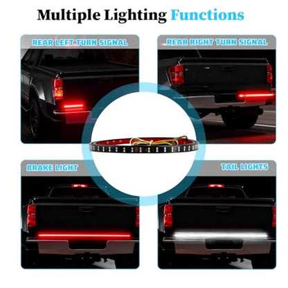 59" Truck Tailgate Light Strip, 180 LED 4 Function Vihicle Brake Running Turn Signal Light Rear Lighting Bar, Pickup Tail Strip Reverse Lamp, Universal for Trailer Truck Cargo Pickup - size: Double 1.5M