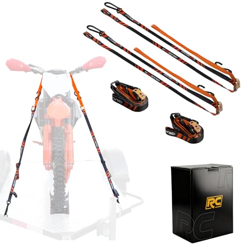 Motorcycle Tie Down Straps,4 Pack 1in Width 1800Lbs Break Strength Universal Tie Downs Ratchet Straps for Dirt Bikes ATV UTV Cargo Trailer Trucks and More Transportation-Orange - color: Orange