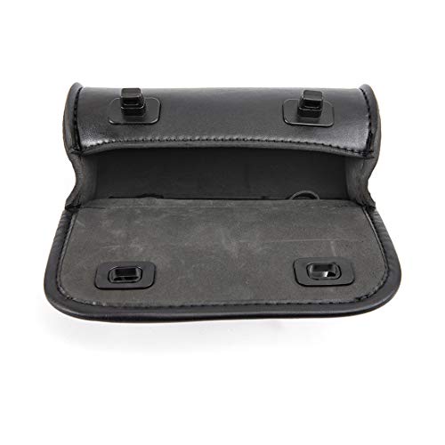 Motorcycle Fork Bag PU Leather Bike Handlebar Tool Bag Sissy Bar Roll Storage Bag - Small (Black) - color: Black