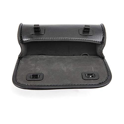 Motorcycle Fork Bag PU Leather Bike Handlebar Tool Bag Sissy Bar Roll Storage Bag - Small (Black) - color: Black