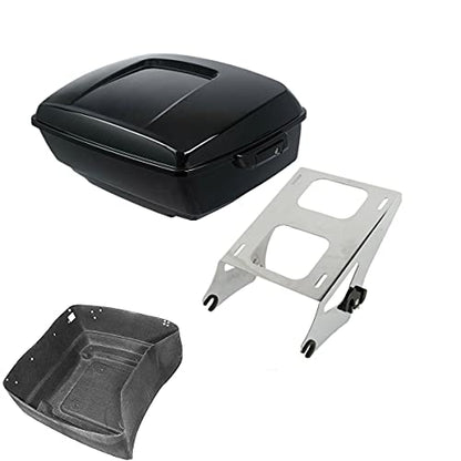 TCMT 13.7" King Motorcycle Trunk Two Up Mounting Rack Fit For Harley 2014-2025 Touring CVO Road King Road Glide Street Glide Electra Glide Pack - color: Style A Chrome 2 Up Rack#1