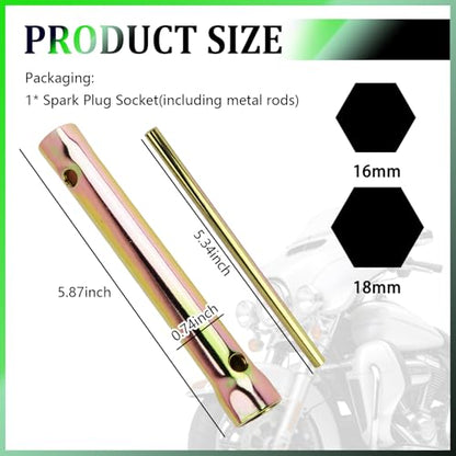 Double Ended 16-18mm Spark Plug Wrench,Sturdy 5/8 Spark Plug Socket with Labor-Saving Lever,Professional Motorcycle Sparks Plugs Tool Spanner to Disassemble Sparks Plugs