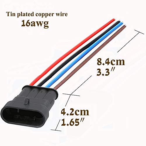 4 Pin Connector Waterproof,4Pin Way Car Electrical Connector,with Wire 16 AWG Marine for Car,Truck,Boat,Motorcycle and Other Wire Connections. (5pairs) - size: 4-way