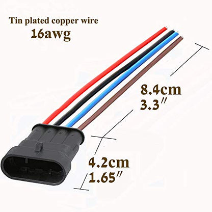 4 Pin Connector Waterproof,4Pin Way Car Electrical Connector,with Wire 16 AWG Marine for Car,Truck,Boat,Motorcycle and Other Wire Connections. (5pairs) - size: 4-way