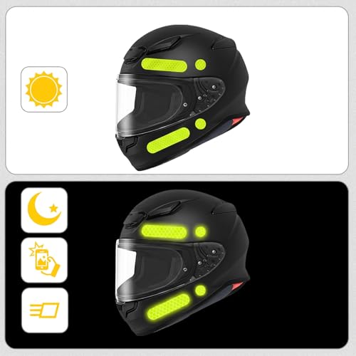 12PCS Reflective Helmet Tape, Yellow Reflective Motorcycle Helmet Decals Night Visibility Reflectiv Safety Decals Motorcycle Helmets Stickers for Motorcycles Scooters Bike Helmets