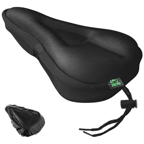 Zacro Bike Seat Cushion - Gel Padded Bike Seat Cover for Men Women Comfort, Extra Soft Exercise Bicycle Seat Compatible with Peloton, Outdoor & Indoor Bike Saddles - color: Black, style: Small