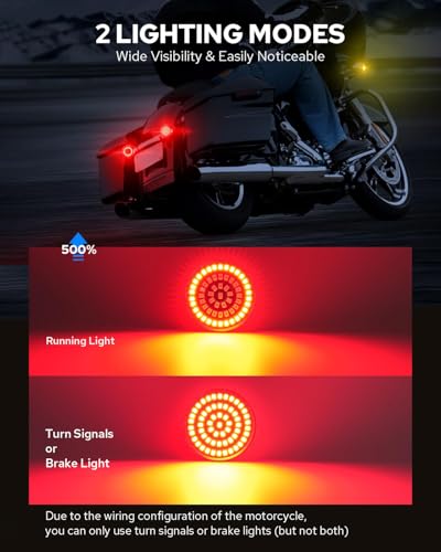 Benlari 2inch Rear Turn Signals, 60LEDs Turn Signals Kit with 2 Smoked Lens Cover Fit for Harley Touring Street Glide Electra Glide Road King Road Glide Sportster Iron 883 Dyna Softail 1986-2024
