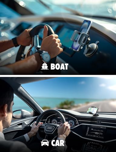 Bracketron Griplox Waterproof Phone Mount for Boats – Marine Suction Cup Holder with Sealed Case, Secure Boat/Kayak/Jet Ski Phone Holder, Fits Smartphones up to 6.75"