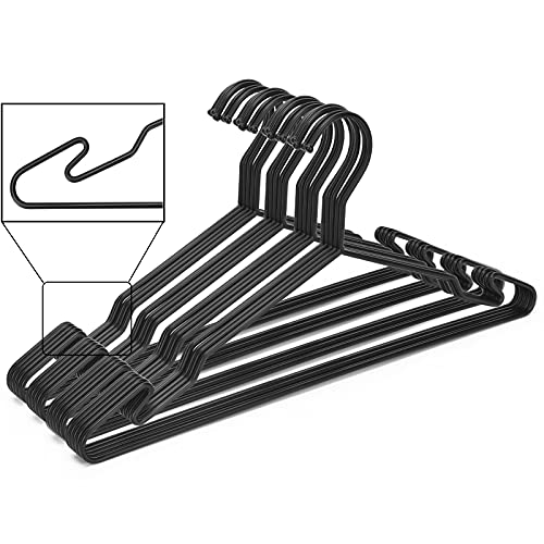 Heavy Duty Metal Hangers with Unique Hook Design Durable & Sturdy Coat Hangers 4mm Thick Withstands 25lbs Weight Smooth Powder Coated Finish Compact Shirt Hangers - 10 Pack Black - color: Matte Black - 4mm Heavy Duty Hanger