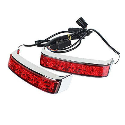 Eagle Lights Saddle-Lights Chrome Saddle Bag LED Lights for 2014 to Current Harley Davidson Touring Models - color: Chrome with Red Lens