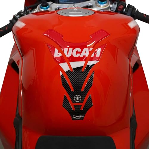 labelbike - 3D Sticker Motorcycle Tank Pad Protection and Decoration in Resin Compatible with Ducati Corse - color: Red Carbon