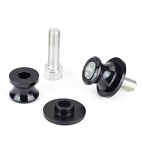 Goldfire 2pcs 10MM M10 X1.25 Motorcycle Swing arm Sliders Spools CNC Swing Arm Stand Screw for FZR 1000/600R/400 for Kawasaki Z750 /Z750S/ Z750R /ER-6F /ER-6N /Duke 125/200/390 (Black) - color: Black