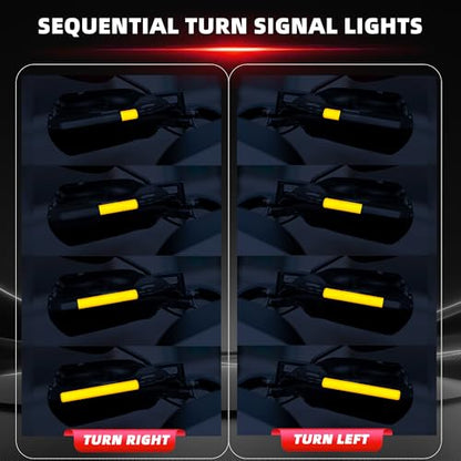 FATECIM Motorcycle Handguards Hand Guards with LED Lights DRL Indicators for Harley 1996-2025 Sportster Dyna Touring Street Road Electra Glide Road King Softail Street Bob Low Rider S Fat Boy (Black)