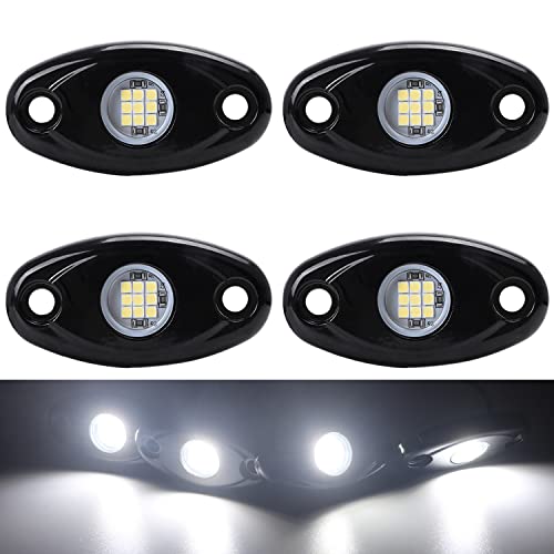 4 Pods LED Rock Light Kits White for Jeep ATV UTV SUV Off Road Car Truck Boat Underbody Glow Fender Lamp Underglow LED Neon Lights Waterproof - color: White, size: 4 Pods