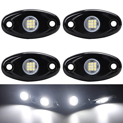 4 Pods LED Rock Light Kits White for Jeep ATV UTV SUV Off Road Car Truck Boat Underbody Glow Fender Lamp Underglow LED Neon Lights Waterproof - color: White, size: 4 Pods