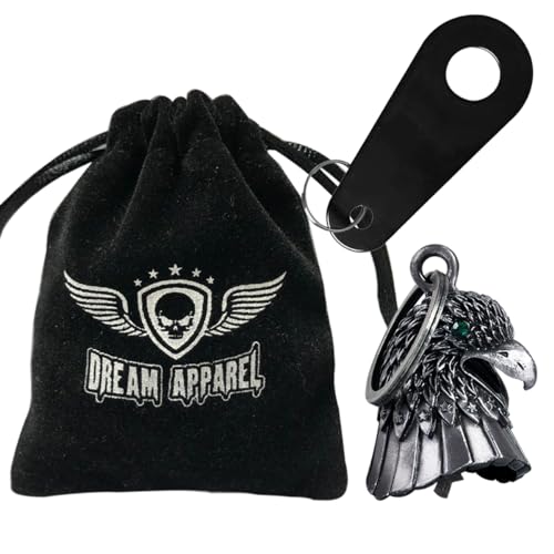 Dream Apparel Motorcycle Bell Guardian Angel Drive Away Gremlin, Biker Bell for Men Women Rider Riding, Good Luck Gift - color: Eagle Head With Green Eyes