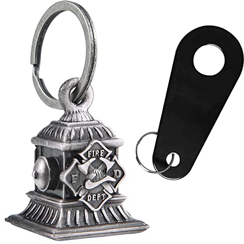 Dream Apparel Motorcycle Bell Guardian Angel Drive Away Gremlin, Biker Bell for Men Women Rider Riding, Good Luck Gift - color: Fire Department