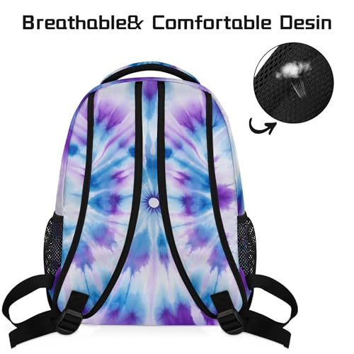 Blue Purple Tie Dye Backpack, Large Capacity College Backpack Bookbags, Waterproof Travel Backpack for Kids Boys Girls Women Men - color: Blue Purple Tie-dye