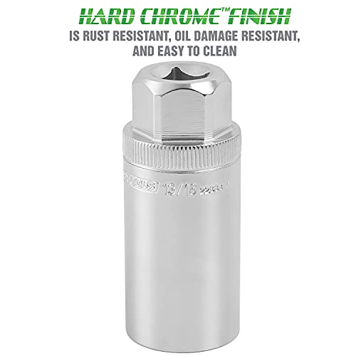 OEMTOOLS 22883 Magnetic Spark Plug Socket, 13/16 Inch 3/8 Inch Drive Spark Plug Socket, Deep Well Socket with Magnetic Retention, Hard Chrome Finish, Alloy Steel Construction - style: 13/16 inch