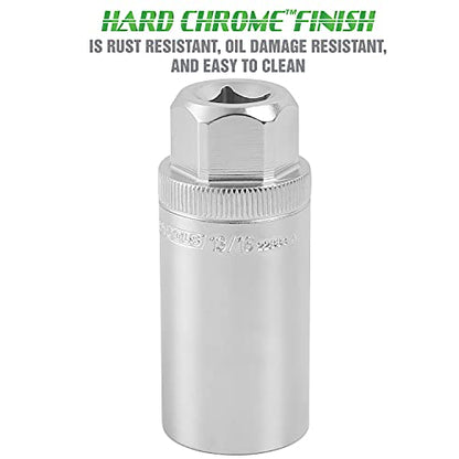 OEMTOOLS 22883 Magnetic Spark Plug Socket, 13/16 Inch 3/8 Inch Drive Spark Plug Socket, Deep Well Socket with Magnetic Retention, Hard Chrome Finish, Alloy Steel Construction - style: 13/16 inch