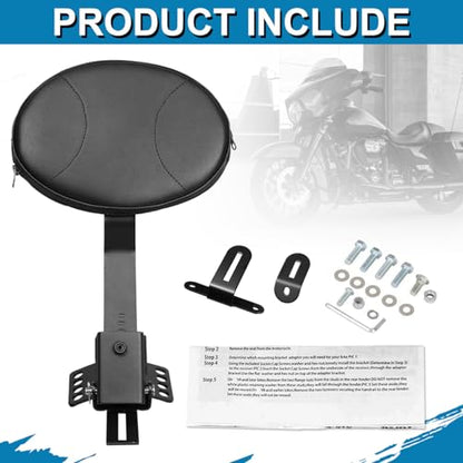 Adjustable Plug-in Rider Backrest Driver Backrest Custom Compatible With for 1997-2026 Harley Touring Road King Street Glide Road Glide Electra Glide With Removable Back Pocket - size: Double Line Style (Black)