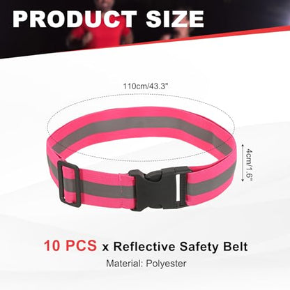 Reflective Safety Belt, Adjustable High Visibility Glow Belt Outdoor Running Gear Accessories - color: Rose Red