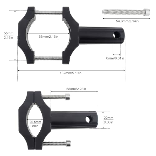 Windance Front Fork Lamp Mount Pole Brackets,Headlight Fog Light Crash Bar Mounting Holder,Extension Tube Clamp for Motorcycle Motorbike Dirt Bike (20-55mm)