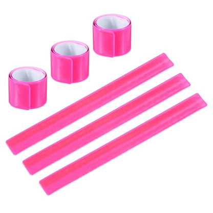 PATIKIL Reflective Slap Bands, Reflector Band Snap Bracelet Armbands High Visibility Safety Reflectors Wrist Strap Strips for Night Jogging Cycling Running - color: Pink