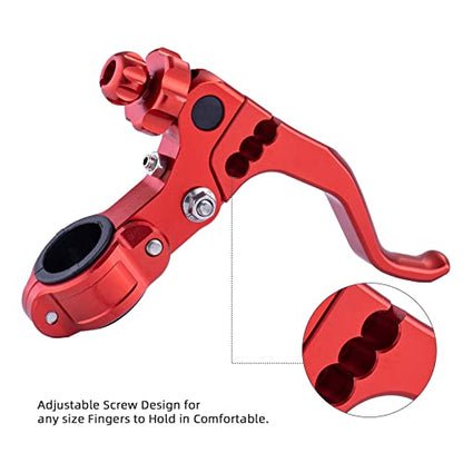 7/8‘’ 22mm Universal Motorcycle CNC Short Stunt Clutch Lever Aluminum Alloy Clutch Handlebar Compatible with Most Motorcycles Dirt Bike-Red - color: Red