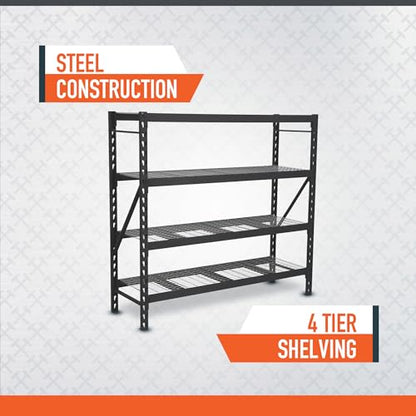 Ironton 4-Tier Industrial Steel Shelving Unit, 8,000-Pound Load Capacity, Garage Storage Rack, 77" W x 24" D x 72" H - size: 4 Tier