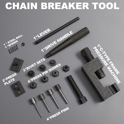 Motorcycle Chain Breaker Rivet Tool, 19pc Chain Brake Tool Set, Chain Link Cutter Removal Tool For Motorcycle Bike Atv Cam & 25 To 930 Chains