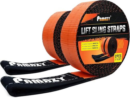 2 Pack 2" x10FT Super Sturdy Lift Sling Strap, 18800 Pound Capacity Heavy Duty Eye-Eye Nylon for Hoist, 2-Ply Twist Polyester Rigging, Tree Saver Recovery Web Sling Winch - size: 2 Pack 2"x10FT